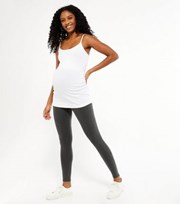 New Look Curves Maternity Dark Grey Acid Wash Leggings